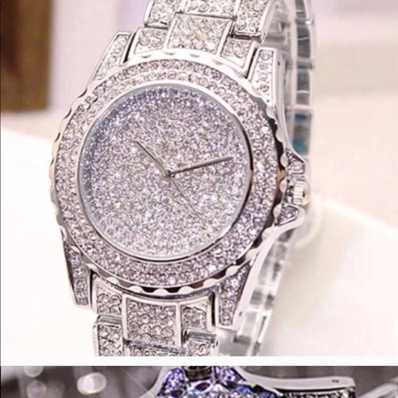 Silver crystal Bling Rhinestone Watch - Picture 3 of 7
